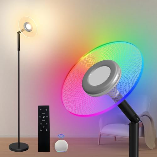 Yicenscoltd Lampada Da Terra RGBCW LED, 16 Milioni Di Colori, 3 Temperature Di Colore, Dimmerabile, Con Telecomando E App, Sincronizzazione Musicale, Ideale Per Salotti, Camere, Feste, Ecc.