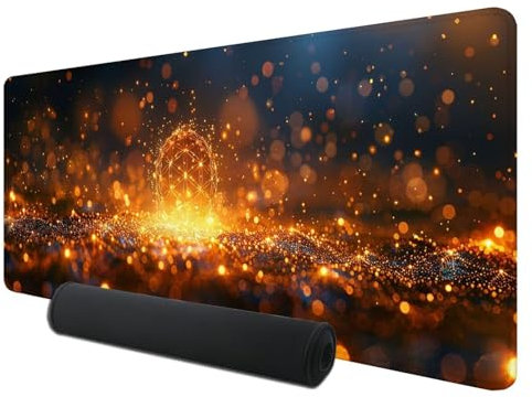 Mauspad, XXL Speed Gaming Mauspad 1000 x 500 x 3 mm, Orange Farbe Mauspad Groß mit Genähten Kanten, Verlängertes Mouse Pad Traum, Schreibtischunterlage, Rutschfeste Gummi Mauspad, Gaming Mauspad K-8
