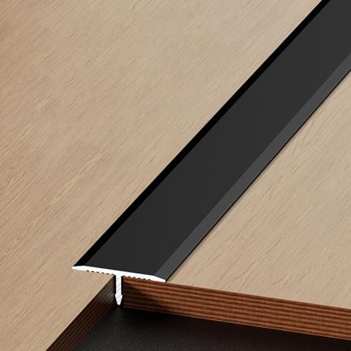 Profilé En T En Aluminium, Lot De 3 Moulures En Forme De T En Aluminium, Baguettes De Séparation Plates Pour Seuil De Porte Et Sols De Raccordement(Matte Black,150x4cm/59x1.6in)