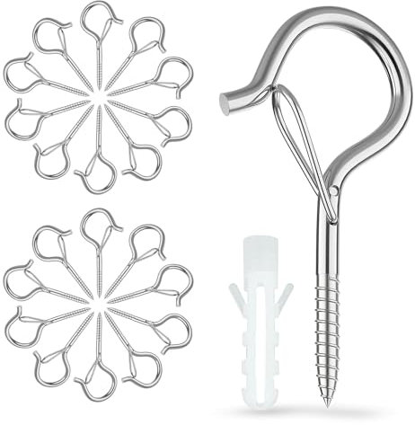 20 Pièces Crochets À Vis, Crochets À Vis Avec Verrouillage, Crochets De Plafond Pour Paniers À Plantes, Nichoirs, Carillons Éoliens Et Lumières, Crochets Muraux Pour Intérieur Et Extérieur Argent