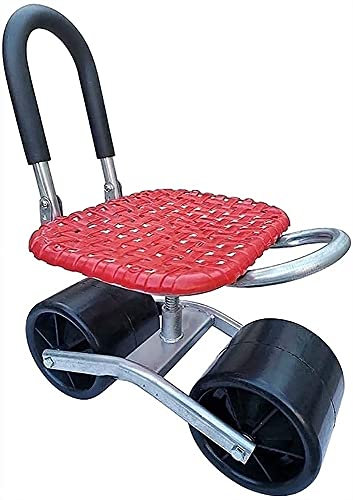 Rolling Garden Cart with Seat and Tool Storage for Outdoor Gardening/Red