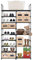 ALFKET Schuhregal 9 Ebenen 2 Reihe, Schuhregal Metall mit Vielseitigen Haken, Spart Platz Schnelle Montage, Frei-DIY-Kombination für Flur Wohnzimmer Schlafzimmer, 157x85x30.5cm, Schwarz