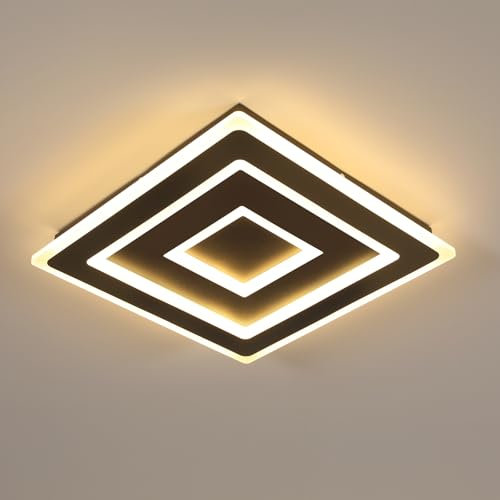 Comely LED Deckenleuchte Schwarz Quadrat für Wohnzimmer, 52W 5850LM 40cm Moderne Deckenlampe Quadratisch Deckenbeleuchtung Lampen für Schlafzimmer, Wohnzimmer, Warmes Licht 3000K