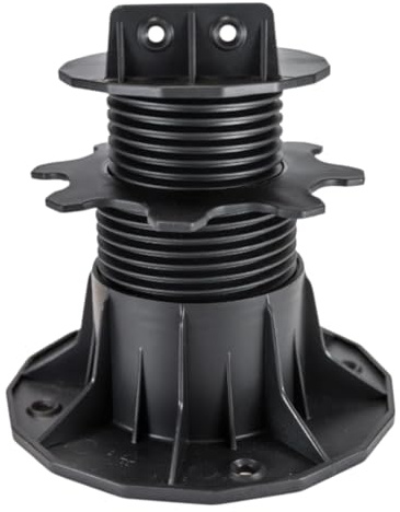 HORI Zubehör für Terrassendielen - Stelzlager Höhenverstellbare für Terrassen – Flexibel einstellbar (18-220 mm), Gefällekeile, Gummipads und Schrauben für stabile UK - Stelzlager L 65-145 mm