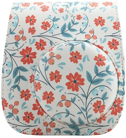 QICNMFA Schutzhülle Kompatibel mit Fujifilm Instax Mini 12 11 9 8 8+ Sofortbildkamera, PU-Leder Kameratasche mit Tasche und verstellbarem Schultergurt, Retro-Rose, Kameratasche