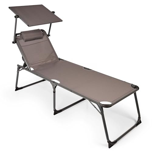 Hline XL Liege Gartenliege Sonnenliege mit Dach EXTRA hoch mit Polster bis 100 kg