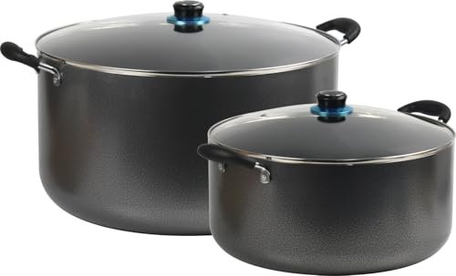 Professional Non Stick Textured Casserole Stock Pots Set 36-44cm 17L & 33L Black
