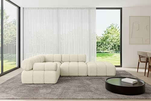 ALTDECOR Modulares Sofa Ecksofa in L-Form Corner modular Sofa Eckcouch Couch Wohnlandschaft Cauchsofa Polstersofa Felto-L1-285x190x70 cm Beige