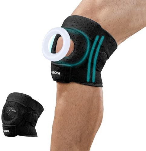ZAHRVIA Rodillera Ajustable Unisex con Estabilizadores Laterales y Almohadilla Gel Rotuliana,Ideal para Correr, Deporte, Fitness (Negro)