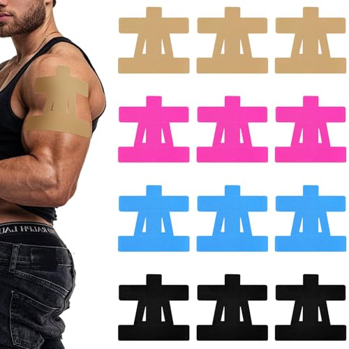 12 Stück Kinesiologie Tape für Schulter,Kinesiotapes Vorgeschnitten für Schultern,Wasserdicht Vorgeschnittene Muskeltape,für Fitness-Enthusiasten Kinesio tapes für Stützen der Schultermuskulatur