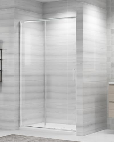 Box doccia cm 110 Nicchia vetro temperato 5 mm trasparente, apertura con 1 anta a scorrevole e profili cromati in alluminio
