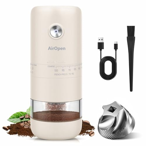 Macinacaffè elettrico in acciaio inossidabile - Dotato di meccanismo di macinatura in ceramica regolabile per espresso, caffettiera a stantuffo e caffè filtro - Ideale per viaggi, campeggio e casa
