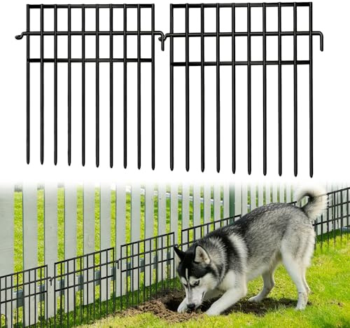 FOKEP 14 Panels Animal Barrier Fence, No Dig Fences, 13in(H) X 19.9ft(L) Garden Fence Animal Barrier for Rabbit and Dog Under Fencing Barrier, Rustproof Metal Fences Border for Outdoor, Yard, Patio