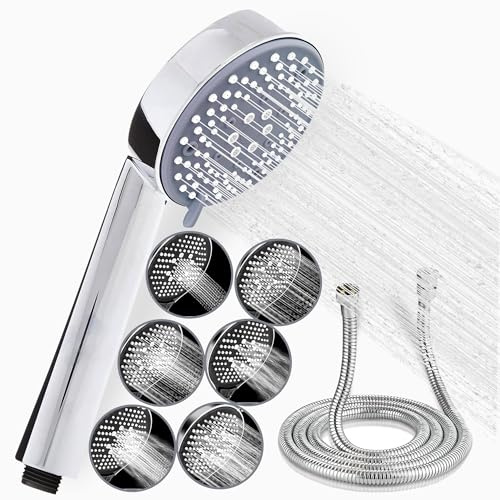 Shower Head 7-Mode High Pressure with Hose & Holder Powerful Handheld Turbo Design with Hose and Holder Set