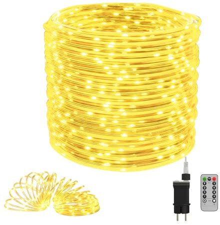 XMTECH LED Lichtschlauch 80M Warmweiß 800 LEDs Außen Innen, IP44, 8 Modi Dimmbar mit Timer & Fernbedienung, Lichterkette für Weihnachten, Garten, Hochzeit Deko