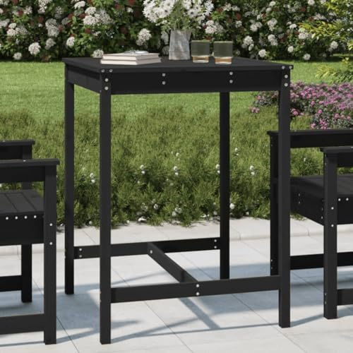 Mandloder Gartentisch Schwarz 82,5x82,5x110 cm, Massivholz Kiefer, robuster Stehtisch für Garten, Terrasse, Balkon, vielseitige Outdoor Möbel, ideal für gesellige Runden
