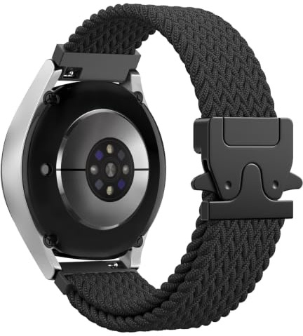 Astorgos Braided Band Compatible with Samsung Galaxy Watch 7 6 5 4 FE 40mm 44mm/ 6 4 Classic 43mm 47mm 42mm 46mm/5 Pro 45mm/3 41mm/Active 2, Parachute Buckle Stretchy Sport Strap for Men Women, BK