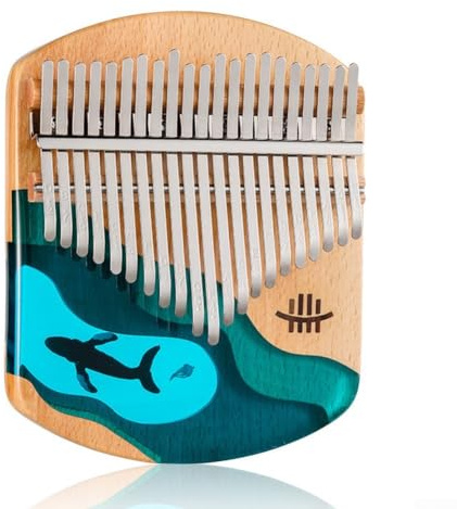 21 Tasten Kalimba Daumenklavier aus Massivholz mit Stimmgerät, Hammer, Tasche & Zubehör - Kompatibel mit Erzstahltasten für warmen, klaren Ton