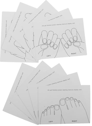 GANAZONO 40 Cartes de Présentation pour Nail Art – Ensemble Réutilisable Main et Pied – Support D’entraînement Portable en Carton Blanc – Nuancier Professionnel pour Manucure et Pédicure