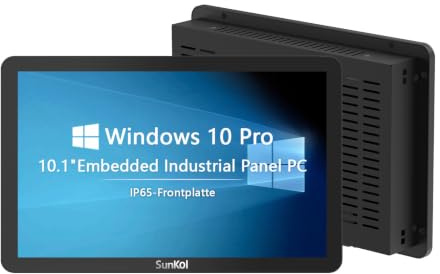 SunKol 10,1 Industrie Panel PC Embedded IP65 Kapazitiver Touchscreen HMI | All-in-One Industrie PC,J1900,ohne RAM/SSD/Betriebssystem,VESA,LAN/USB/RS232/RS485,Industrieautomation