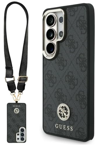 CG MOBILE Guess Hülle + Leine 4G Großes Strass-Dreiecksarmband kompatibel mit MagSafe für Samsung Galaxy S26 Ultra (Schwarz)