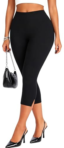 Navneet Pantalones Capri Mujer Cintura Alta Abertura Lateral Ajustado | Leggings Capri, Corte Crop Elegantes, Casual Primavera Verano, Leggings Formales, Primavera Verano