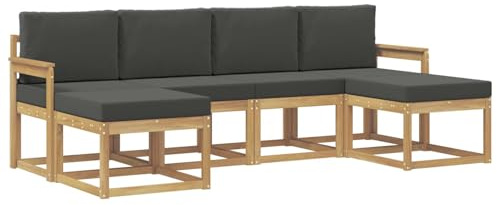 vidaXL Outdoor-Sofagarnitur 6 pcs Weiß und Anthrazit Polyester, Modernes, wetterfestes Sofa-Set für draußen, stylische Gartenmöbel, minimalistische Lounge für Coole Entspannung im Garten