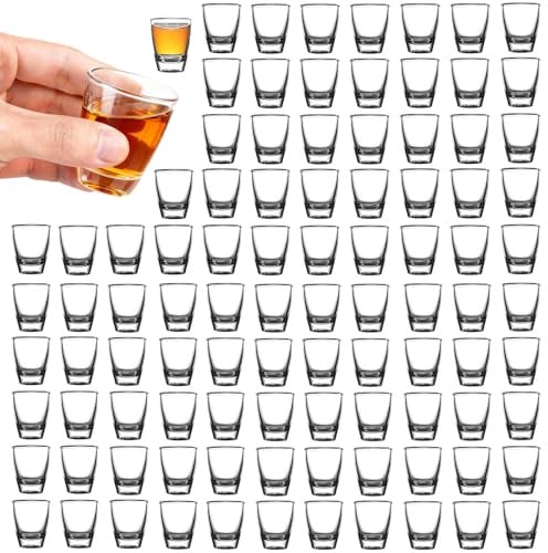 ARCPNRT 96 PCS Bicchierini da Liquore, Bicchierini da Degustazione 35 ml, Bicchiere Monodose Base Spessa, Tumbler Vetro Resistente, Calici Piccoli per Feste Serate, Adatti per Distillati Vodka