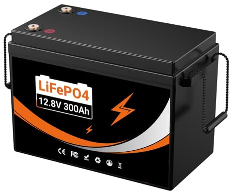 12V 300Ah LiFePO4 Battery Built-in 200A BMS 15000+ Cycles Deep Cycle Batteries for RV, Boat, Marine, Solar System,Off-Grid