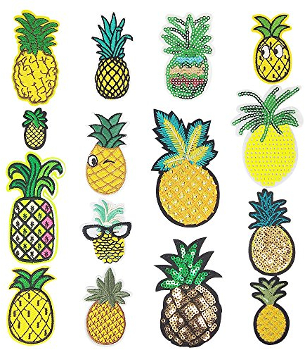 Aufnäher von Zhanyue, zum Aufbügeln oder Aufnähen, zur Anwendung auf Kleidung, Hüten oder Jeans, zum Selbermachen, 12 Stück Ananas