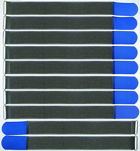 10x 50 cm x 50 mm FUK wiederverschleßbare Klett-Kabelbinder BLAU mit Metall-Öse - Kabel-Klettband 500 mm wiederverwendbar