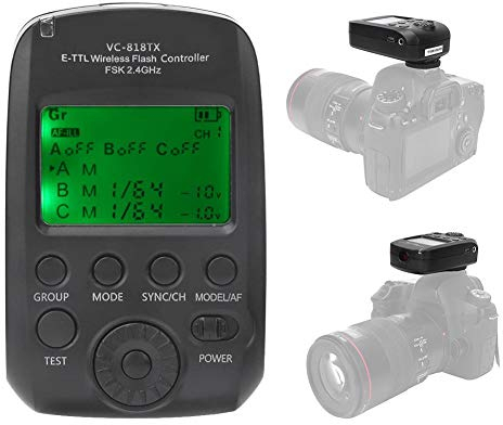 Topiky 2.4G Wireless Flash Trigger,E-TTL II/E-TTL Automatic/Manual/Frequency Flash Light/TTL/Strobe Flash Light Transmitter,1/8000s High Speed Synchronization,8 Channel,30ID for