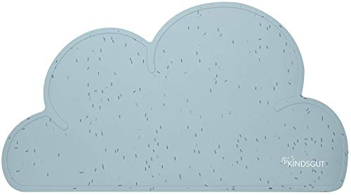 Kindsgut Set de Table Enfant en Silicone étanche et antidérapant en Forme de Nuage, aux Couleurs discrètes, Confettis Aquamarine
