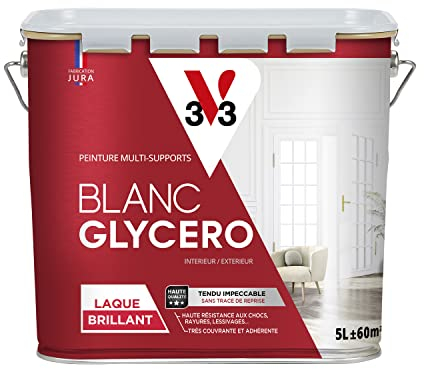 V33 Peinture glycéro blanche multi-supports brillante, BLANC GLYCERO 5L