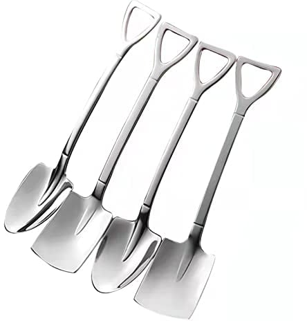 4 Pcs Stainless Steel Shovel Shape Spoon Pointed Spoon Coffee Tea Sugar Stirring Spoon Cake Dessert Spoon for Party