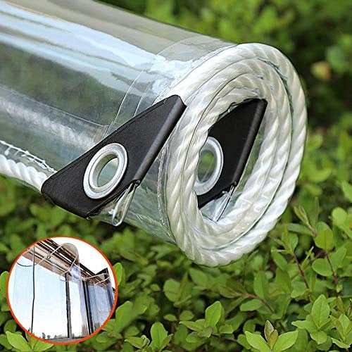 0.3mm Glas Transparente Plane Abdeckplane,Pflanzenschutz Regen-Vorhänge,PVC Klarsichtfolie Wasserdichte Markisen mit Ösen, Schutzplane Für Gartenmöbel,Kältebeständig,Regenfest(1x2.5m/3.3x8.2ft)
