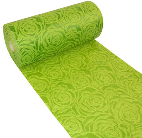 Dekoflor Tischband Tischläufer Tischdeko einzigartiges Rosen Design (Wasserfest, Lotuseffekt, samtige Oberfläche, 25 m Rolle, 30 cm Breite, 100% Nylon), Maigrün