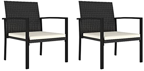 vidaXL 2X Garten Essstuhl Gartenstuhl Stuhl Gartensessel Sessel Rattanstuhl Gartenmöbel Balkonstuhl Terrassenstuhl Stühle Poly Rattan Schwarz