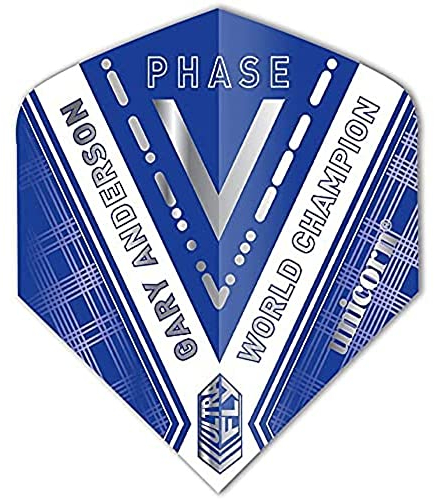 Unicorn Ultrafly Gary Anderson Champion Phase 5 Dart Flight, World Champ P5 Clear, Big Wing