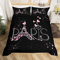 Loussiesd Eiffelturm-Bettwäsche-Set Paris Romantisches Thema Tröster Schwarz Rosa Schlafzimmer Dekor Moderne Französische Tagesdecke mit 1 Kissenbezug ?Mehrfarbig 10007, Einzelbett (ohne Decke)