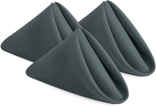 Utopia Home [12 Stück, grau] Stoffservietten, 43,2 x 43,2 cm, 100% Polyester Dinner-Servietten mit gesäumten Kanten, waschbare Servietten, ideal für Partys, Hochzeiten und Abendessen