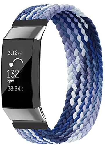 Vozehui Cinturino Compatibili con Fitbit Charge 3/Fitbit Charge 4, Cinturini di Ricambio Sportivi Elastici e Traspiranti Morbidi, Cinturino in Nylon Intrecciato per Fitbit Charge 3/Charge 4