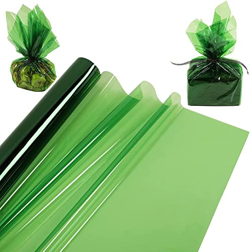 Cellophan Rolle Groß Grün, Cellophanfolie Rolle, 30Mx40CM Cellophan Transparent Geschenkpapier, Zellophanfolie Transparentfolie Cellophanfolie für Blumen Geschenkkörben