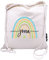 Bio Turnbeutel mit Namen personalisiert | Motiv Regenbogen mit Namen | Schuhbeutel Sportbeutel Wäschebeutel Rucksack für Kinder Jungen & Mädchen | blau grün Stern