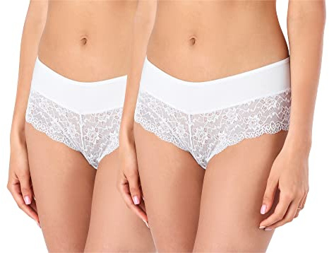 Bellivalini Damen Unterwäsche Unterhose aus Baumwolle Panty mit Spitze BLV50-187