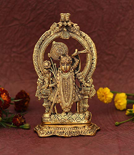 Indianer-Skulptur aus oxidiertem Metall, Hindu-Gott, Sri Shrinathji, Nathdwara, Idol-Skulptur, Statue Murti Puja