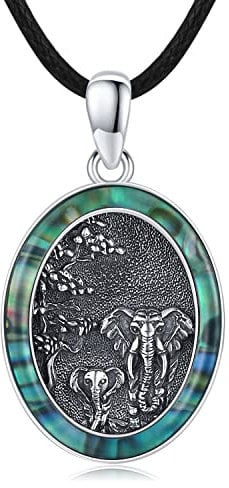 Mama Elefanten Kette 925 Sterling Silber Abalone-Muschel Lebensbaum Familie Elefanten Schmuck Elefant Geschenke für Frauen Mädchen Oma Mama