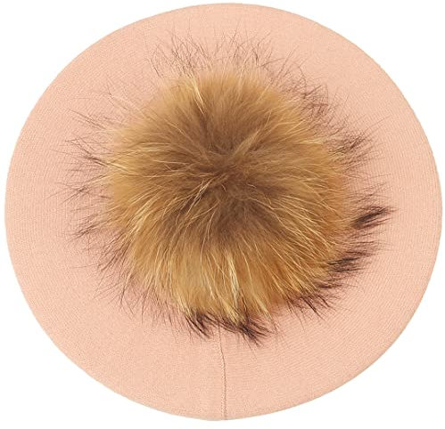 Damen Herbst Winter Kaschmir Baskenmütze Strick Dicke Slouchy Skullies Beanies Hellrosa A