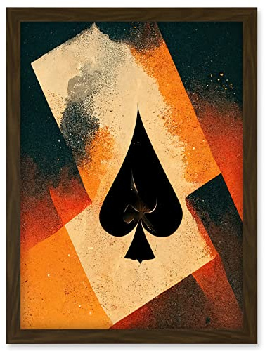 Doppelganger33 LTD Ace Of Spades Card Casino Poker Abstract Artwork Framed Wall Art Print A4