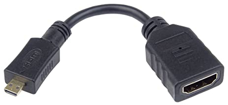 PremiumCord Adapter HDMI A auf Micro HDMI, Buchse auf Stecker, UHD 4K 2160p 60Hz, Full HD 1080p, 3D, Farbe schwarz, Vergoldete Anschlüsse, 13cm